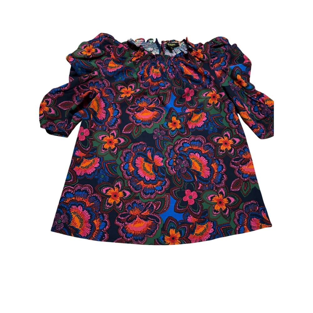Sugarlips raveena midnight floral drape sleeve top XS
